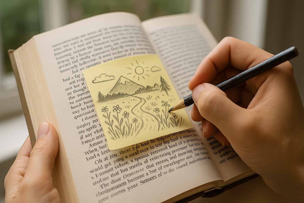 A person sitting comfortably with eyes closed, visualizing a peaceful meadow during a guided imagery exercise, symbolizing how imagination opens the doorway to intuition and psychic perception.